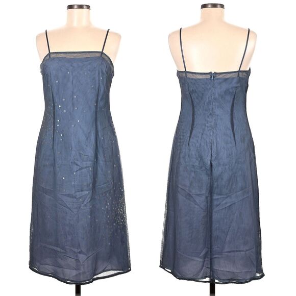 Vintage Y2K Express Mesh Midi Dress Mermaid Sequin Siren Gray Size 7/8 - Picture 12 of 12